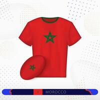 Maroc le rugby Jersey avec le rugby Balle de Maroc sur abstrait sport Contexte. vecteur