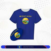 Montana le rugby Jersey avec le rugby Balle de Montana sur abstrait sport Contexte. vecteur