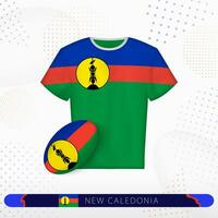 Nouveau calédonie le rugby Jersey avec le rugby Balle de Nouveau calédonie sur abstrait sport Contexte. vecteur