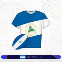 Nicaragua le rugby Jersey avec le rugby Balle de Nicaragua sur abstrait sport Contexte. vecteur