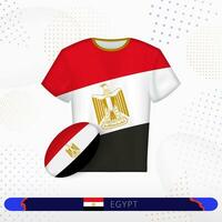 Egypte le rugby Jersey avec le rugby Balle de Egypte sur abstrait sport Contexte. vecteur