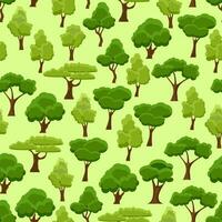 sans couture modèle avec stylisé des arbres. dessin animé jardin vert arbre. la nature forêt et parc. printemps ou été des arbres. vecteur illustration