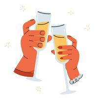 Champagne bravo.man et femme célébrer vacances vecteur