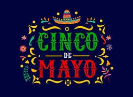 cinco de mayo mexicain vacances typographie bannière vecteur