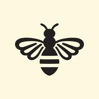 noir et blanc illustration de une abeille sur une beige Contexte vecteur