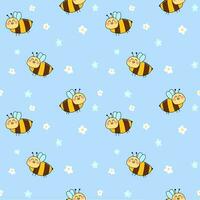 main tiré les abeilles sans couture modèle Contexte. modèle pour textile, emballage papier, fonds d'écran, arrière-plans vecteur