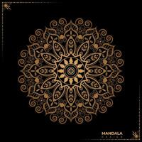luxe mandala conception modèle dans or avec noir arrière-plan, coloration livre modèle dans mandala style pour Mehndi, tatouage, Mehndi, décoratif ornements dans ethnique Oriental style vecteur