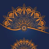 luxe mandala conception modèle dans or avec bleu arrière-plan, coloration livre modèle dans mandala style pour Mehndi, tatouage, Mehndi, décoratif ornements dans ethnique Oriental style vecteur