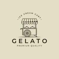 la glace crème Chariot logo ligne art vecteur illustration modèle icône graphique conception. nourriture congelé gelato signe ou symbole pour affaires magasin avec typographie style