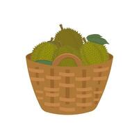 logo vecteur illustration de durian fruit dans une bambou panier