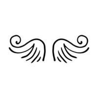 griffonnage ailes. dessin animé oiseau plume ailes, religieux ange ailes encre esquisser, noir tatouage silhouette. vecteur main tiré lame aile esquisser ensemble pour héraldique symbole emblème sur blanc Contexte