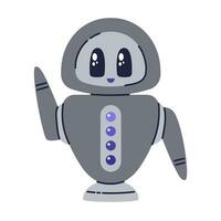 mignonne robot personnage. chatbot, ai bot mascotte, numérique cyborg. futuriste La technologie service. la communication artificiel intelligence. vecteur illustration dans dessin animé griffonnage style