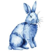 Pâques lapin, ancien style aquarelle dessin, bleu lièvre vecteur
