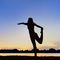 Lady silhouette image dans la posture du yoga. vecteur
