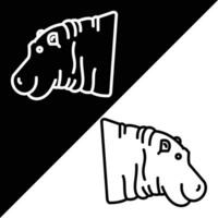 hippopotame vecteur icône, direct style icône, de animal tête Icônes collection, isolé sur noir et blanc Contexte.