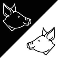 porc vecteur icône, direct style icône, de animal tête Icônes collection, isolé sur noir et blanc Contexte.
