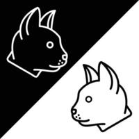 chat vecteur icône, direct style icône, de animal tête Icônes collection, isolé sur noir et blanc Contexte.