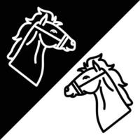cheval vecteur icône, direct style icône, de animal tête Icônes collection, isolé sur noir et blanc Contexte.