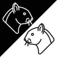 écureuil vecteur icône, direct style icône, de animal tête Icônes collection, isolé sur noir et blanc Contexte.