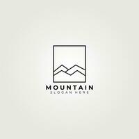 Montagne ligne art logo vecteur ancien illustration conception, aventure icône