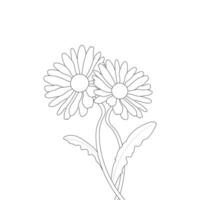 Marguerite fleur coloration page ligne art illustration vecteur
