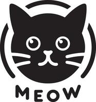 chat tête logo vecteur art illustration, noir Couleur chat tête logo