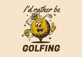 identifiant plutôt être jouer au golf. ancien personnage illustration de une le golf Balle en portant une le golf bâton vecteur