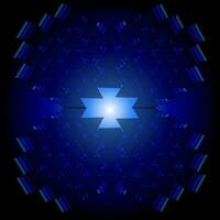 vecteur abstrait géométrique modèle dans le forme de bleu Triangles sur une noir Contexte