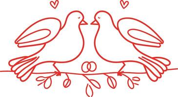 couple Colombe de aimer, vecteur de Colombe ligne art illustration , la Saint-Valentin journée concept, romantique symbole, l'amour thème, décoratif, romantique des oiseaux, la Saint-Valentin décoration, couple des oiseaux