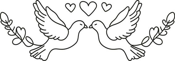 couple Colombe de aimer, vecteur de Colombe ligne art illustration , la Saint-Valentin journée concept, romantique symbole, l'amour thème, décoratif, romantique des oiseaux, la Saint-Valentin décoration, couple des oiseaux