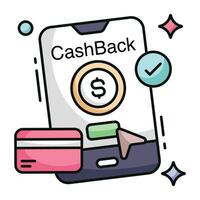 branché conception icône de mobile cashback vecteur