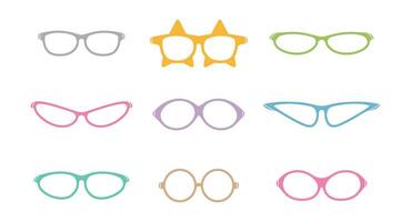 ensemble de coloré des lunettes dans divers modes vecteur