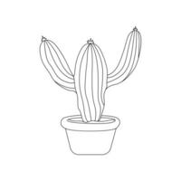 continu un ligne dessin de cactus les plantes contour vecteur art illustration