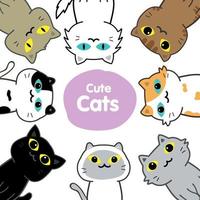 vecteur de jeu de dessin animé de chats mignons