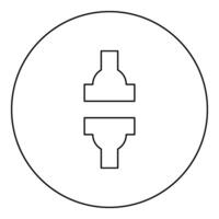 machine presse automatique hydraulique usine industriel icône dans cercle rond noir Couleur vecteur illustration image contour contour ligne mince style