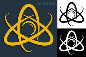 abstrait atome icône. électrons tourner autour proton dans orbites. nucléaire pouvoir. vecteur