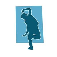 silhouette de une svelte Masculin dans Danse pose. silhouette de une homme dansant. vecteur