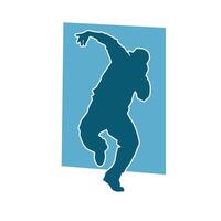 silhouette de une svelte Masculin dans Danse pose. silhouette de une homme dansant. vecteur