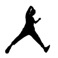 silhouette de une Masculin Danseur dans action pose. silhouette de une svelte homme dans dansant pose. vecteur