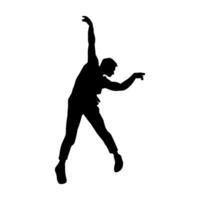 silhouette de une Masculin Danseur dans action pose. silhouette de une svelte homme dans dansant pose. vecteur