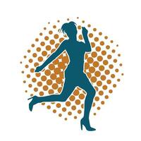 silhouette de une femelle Danseur dans action pose. silhouette de une femme dansant Heureusement. vecteur