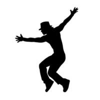 silhouette de une Masculin Danseur dans action pose. silhouette de une svelte homme dans dansant pose. vecteur