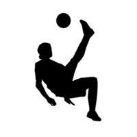 silhouette de une femelle football joueur coups de pied une balle. silhouette de une Football joueur femme dans action pose. vecteur