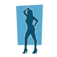 silhouette de une svelte femelle dans Danse pose. silhouette de une femme dansant. vecteur