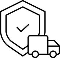 un camion bouclier contour vecteur illustration icône