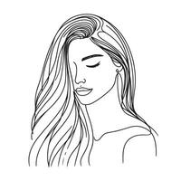 magnifique femmes visage ligne illustration vecteur