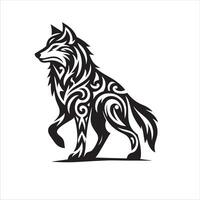 Loup tribal tatouage logo icône conception illustration vecteur