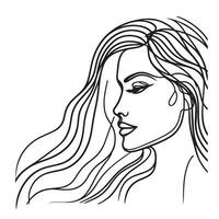 magnifique femmes visage ligne illustration vecteur