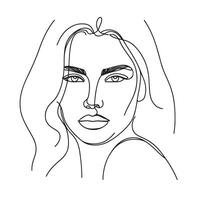 magnifique femmes visage ligne illustration vecteur