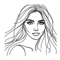 magnifique femmes visage ligne illustration vecteur